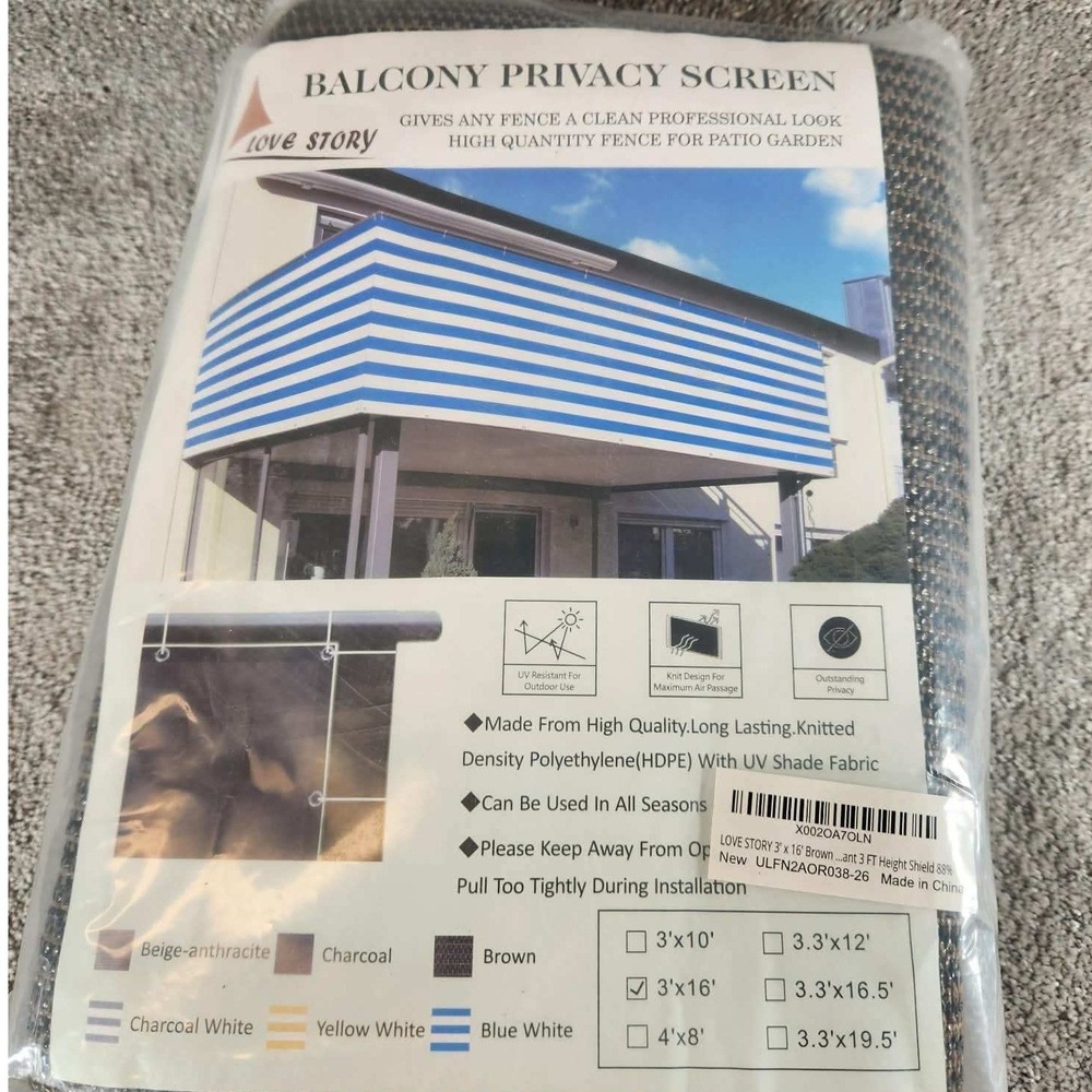 Love Story Balcony Privacy Screen Brown UV Resistant HDPE Fence Cover